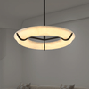 Carve Alabaster Pendant Light – Hand‑Carved Stone Shade with Black Frame