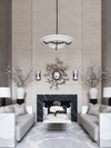 Carve Alabaster Pendant Light – Hand‑Carved Stone Shade with Black Frame