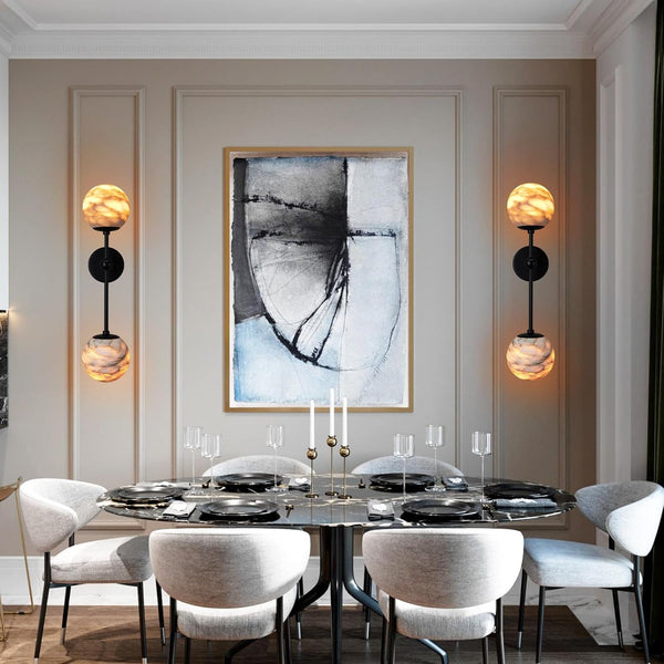 Alabaster Double Spherical Wall Lamp