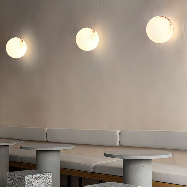 Elegant Alabaster Mini Orb Wall Lamp with Gold Finish