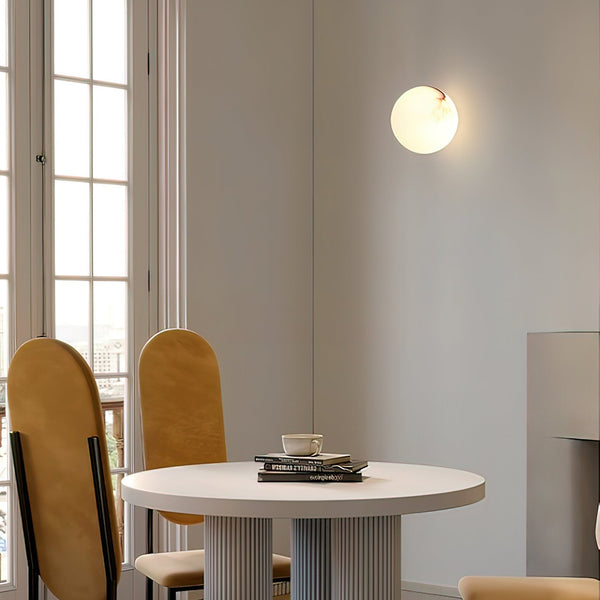 Elegant Alabaster Mini Orb Wall Lamp with Gold Finish