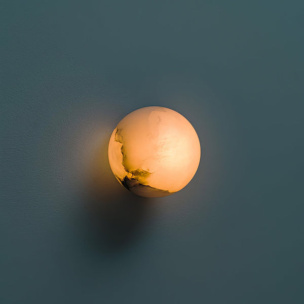 Elegant Alabaster Mini Orb Wall Lamp with Gold Finish