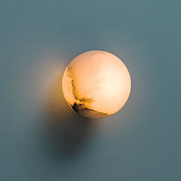 Elegant Alabaster Mini Orb Wall Lamp with Gold Finish
