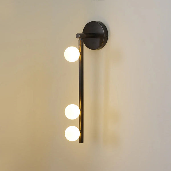 Brass Glass Tube Wall Lamp – Vintage Brass & White Finish