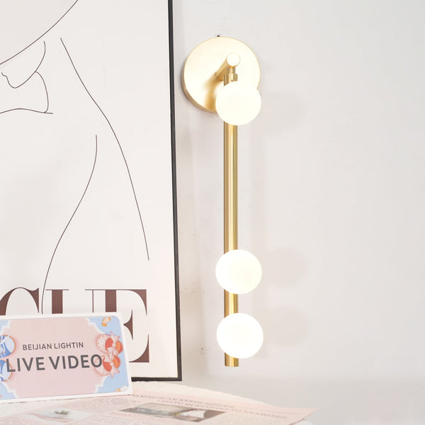 Brass Glass Tube Wall Lamp – Vintage Brass & White Finish