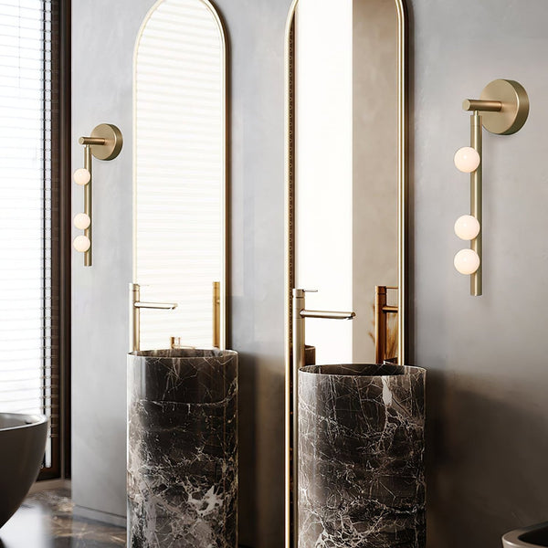 Brass Glass Tube Wall Lamp – Vintage Brass & White Finish