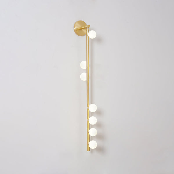 Brass Glass Tube Wall Lamp – Vintage Brass & White Finish