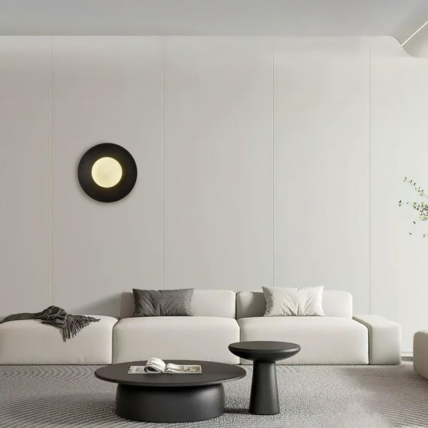 Lunar Eclipse Round Glass Wall Lamp – Brass/Black, Dual Sizes