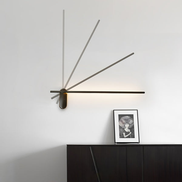 Stick Shaped Brass & Black Metal Wall Sconce with LED