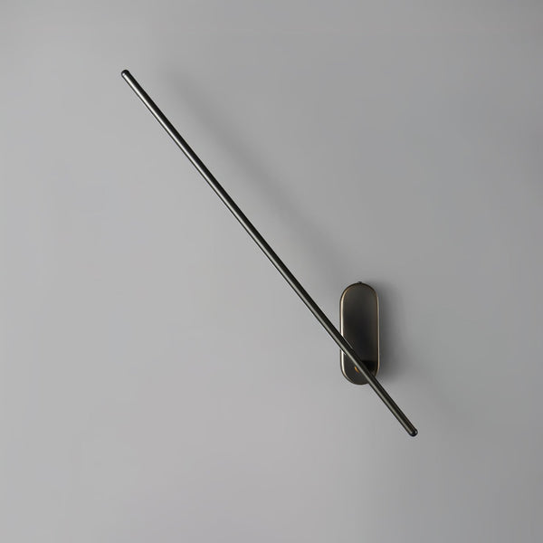 Stick Shaped Brass & Black Metal Wall Sconce with LED