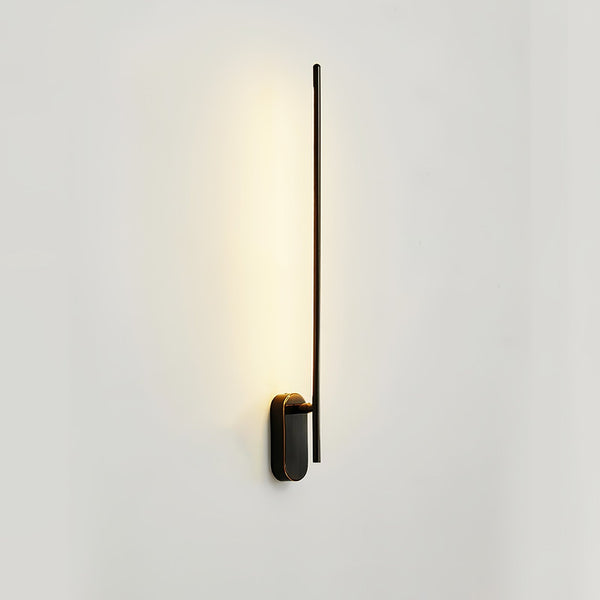Stick Shaped Brass & Black Metal Wall Sconce with LED