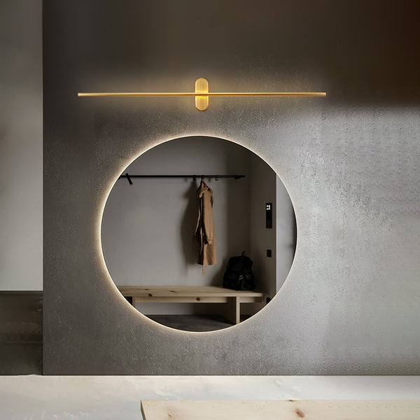 Stick Shaped Brass & Black Metal Wall Sconce with LED
