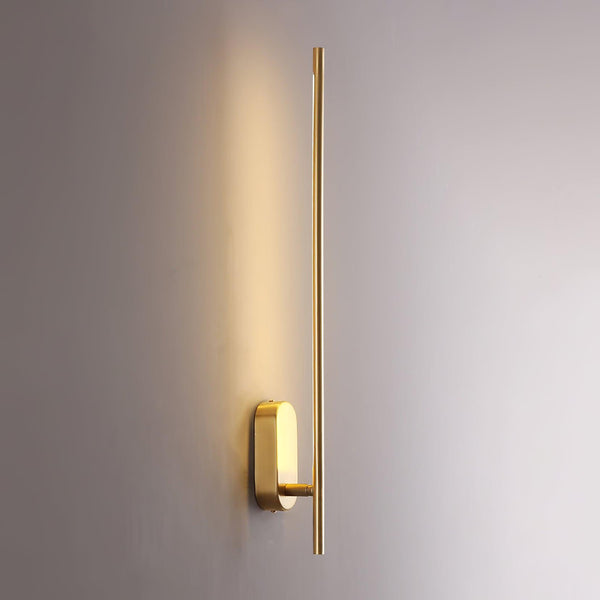 Stick Shaped Brass & Black Metal Wall Sconce with LED