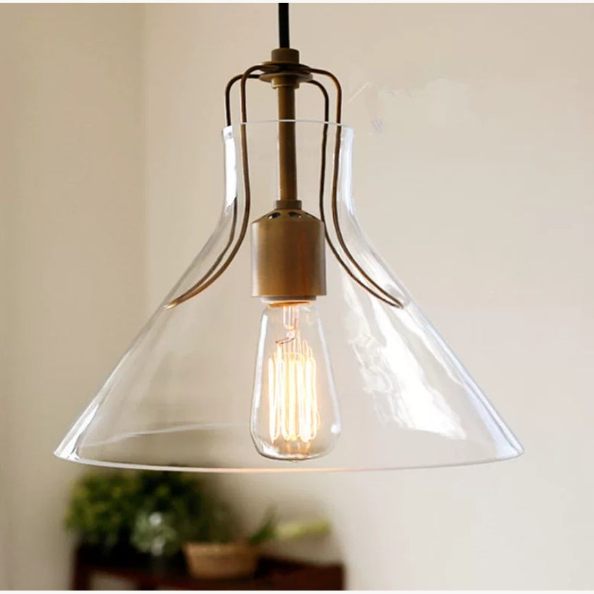 Entryway — Vintage Clear Glass Brass Accent Pendant Light