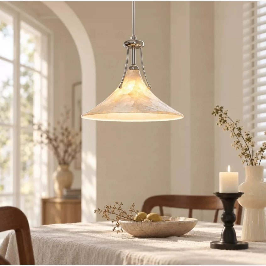 Pendant Lights — Natural Shell Glass Flared Pendant Light