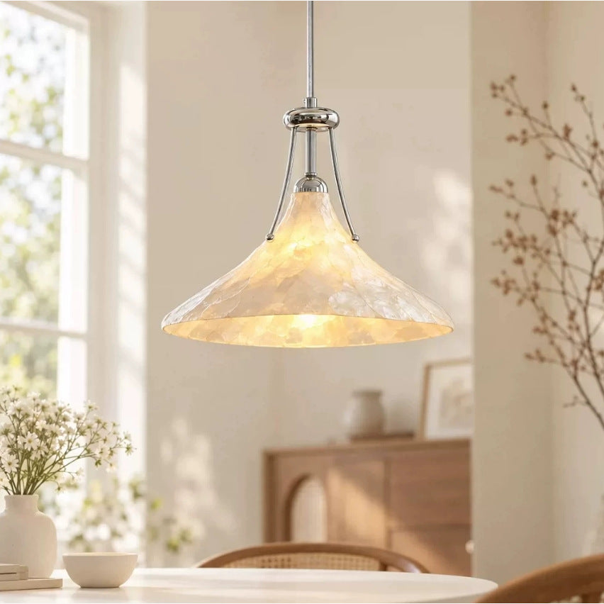 Dining Room — Natural Shell Glass Flared Pendant Light