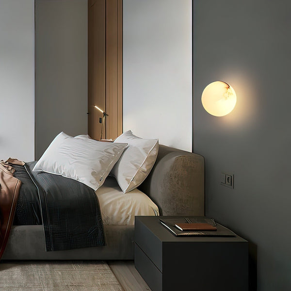 Elegant Alabaster Mini Orb Wall Lamp with Gold Finish