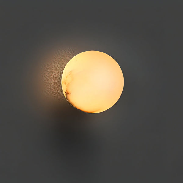 Elegant Alabaster Mini Orb Wall Lamp with Gold Finish