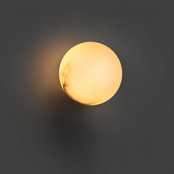 Elegant Alabaster Mini Orb Wall Lamp with Gold Finish