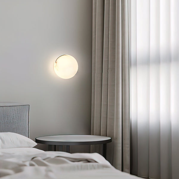 Elegant Alabaster Mini Orb Wall Lamp with Gold Finish