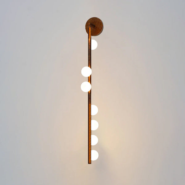 Brass Glass Tube Wall Lamp – Vintage Brass & White Finish