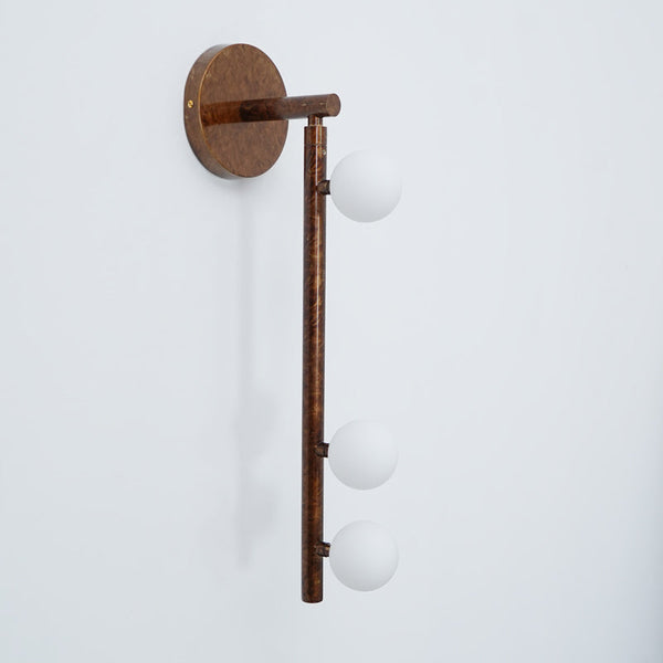 Brass Glass Tube Wall Lamp – Vintage Brass & White Finish