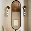 Brass Glass Tube Wall Lamp – Vintage Brass & White Finish
