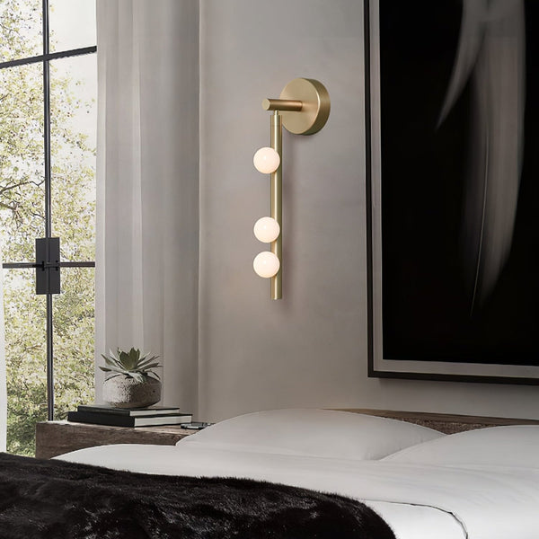Brass Glass Tube Wall Lamp – Vintage Brass & White Finish