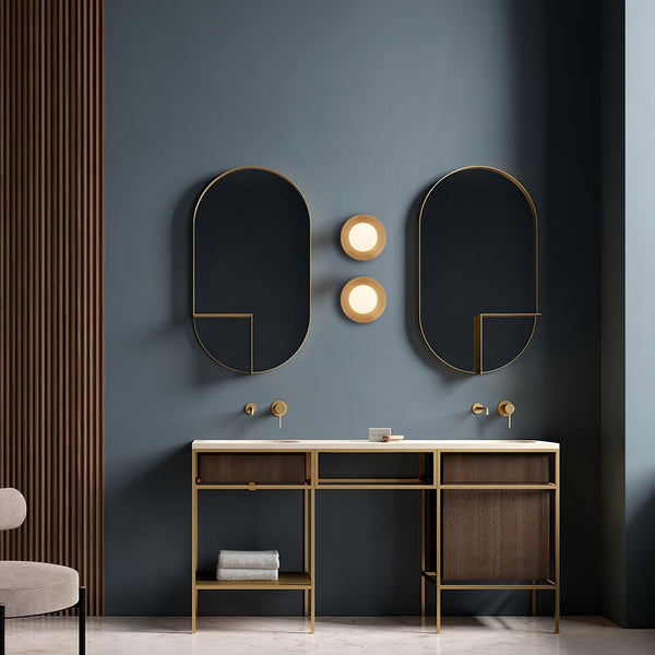 Lunar Eclipse Round Glass Wall Lamp – Brass/Black, Dual Sizes