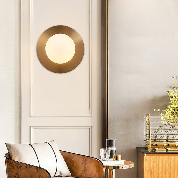 Lunar Eclipse Round Glass Wall Lamp – Brass/Black, Dual Sizes