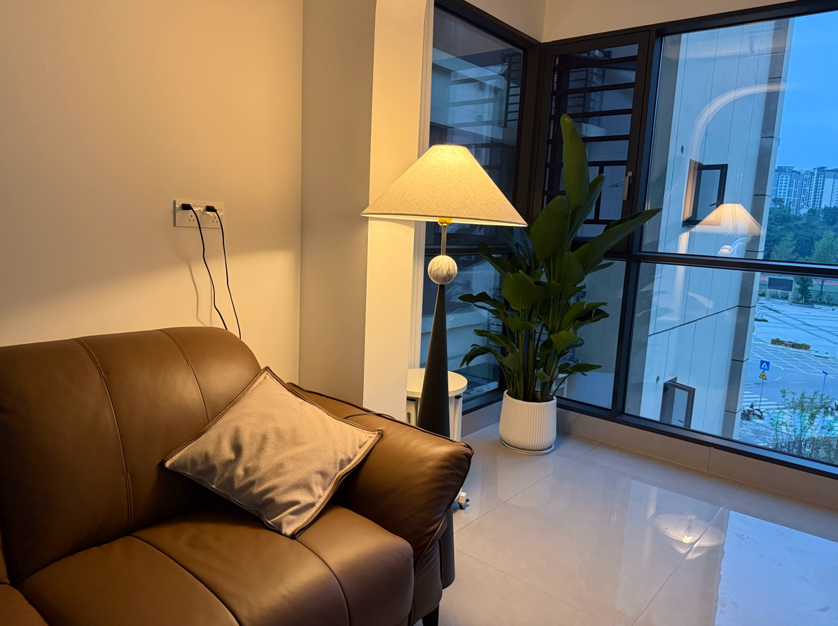 Black Iron Pedestal Floor Lamp with Fabric Shade — product view 1