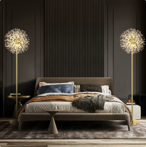 Dandelion-Style Metal and Crystal LED Floor Lamp — product view 1