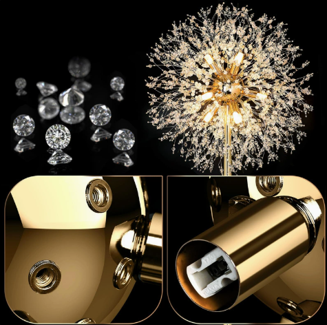 Dandelion-Style Metal and Crystal LED Floor Lamp — product view 2