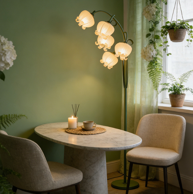 Iron Branch LED Floor Lamp with Acrylic Flower Shades — product view 2