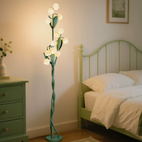 Iron Floral Floor Lamp with Glass Shades — product view 1