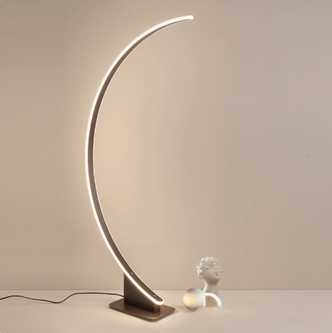 Crescent-Profile Iron LED Floor Lamp — product view 2