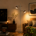Black and Walnut Two-Head Floor Lamp — product view 1