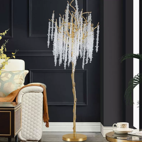 Gold-Tone Metal and Crystal Branch Floor Lamp — product view 1