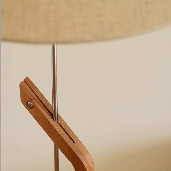 Adjustable Wood-Arm Floor Lamp with Fabric Shade — product view 2