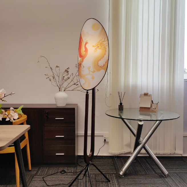 Metal Floor Lamp with Printed Decorative Panel — product view 1