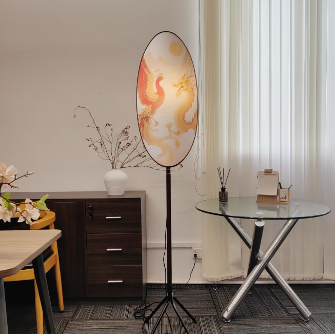 Metal Floor Lamp with Printed Decorative Panel — product view 2