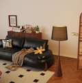 Tapered Wood and Metal Floor Lamp with Shade Options — product view 1