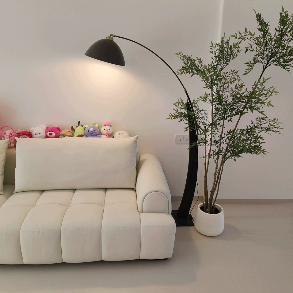 Wood and Metal Arc Floor Lamp — product view 2