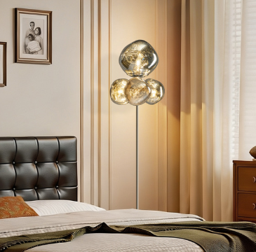 Metal Floor Lamp with Glass Globes — product view 2