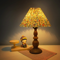 Turned-Wood Table Lamp with Floral Shade — product view 1