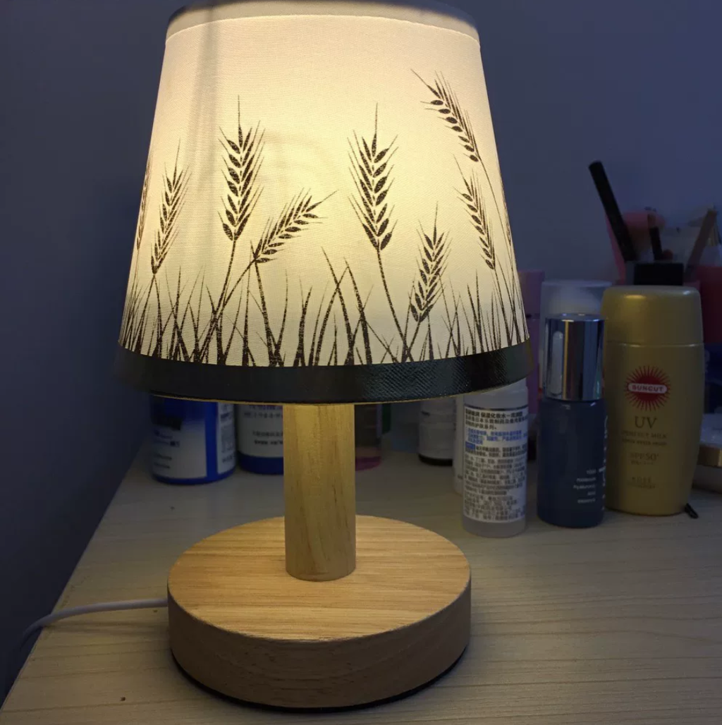 Metal Table Lamp with Wheat-Pattern Shade Option — product view 3