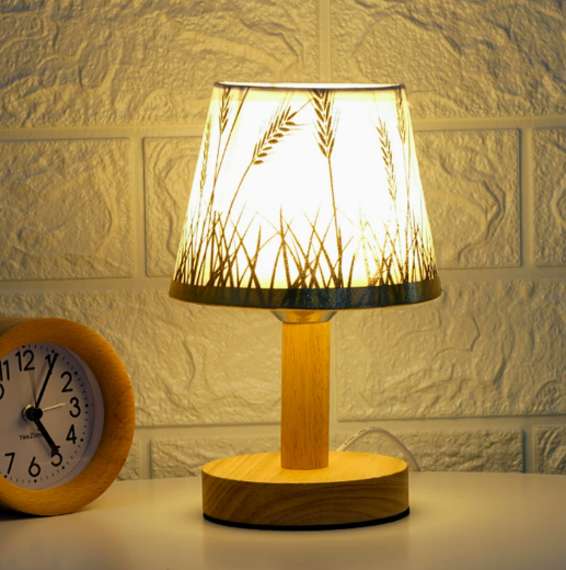 Metal Table Lamp with Wheat-Pattern Shade Option — product view 1