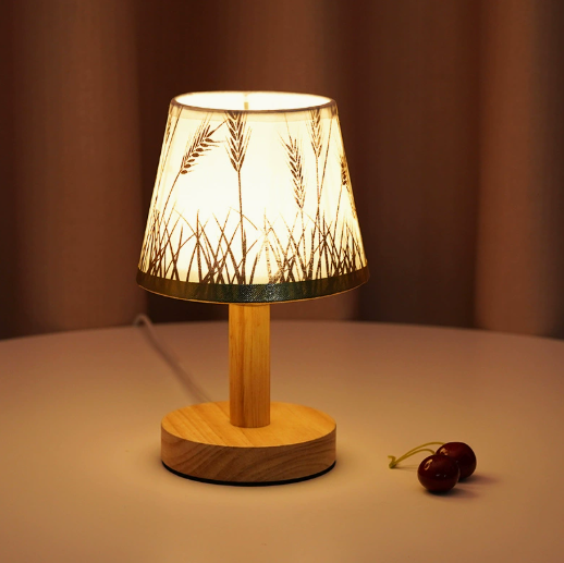 Metal Table Lamp with Wheat-Pattern Shade Option — product view 2