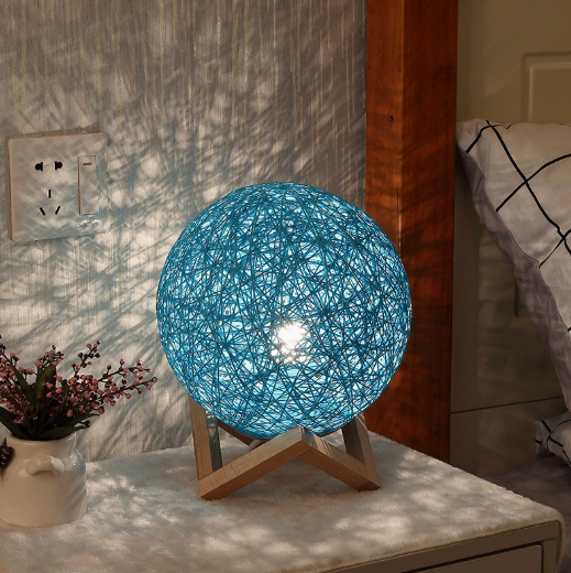 Woven Natural-Fiber Globe Accent Table Lamp — product view 2