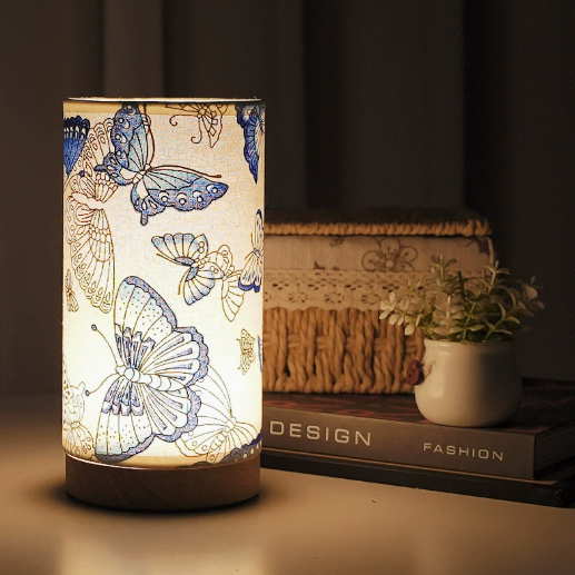 Botanical-Pattern Cylinder Table Lamp — product view 2